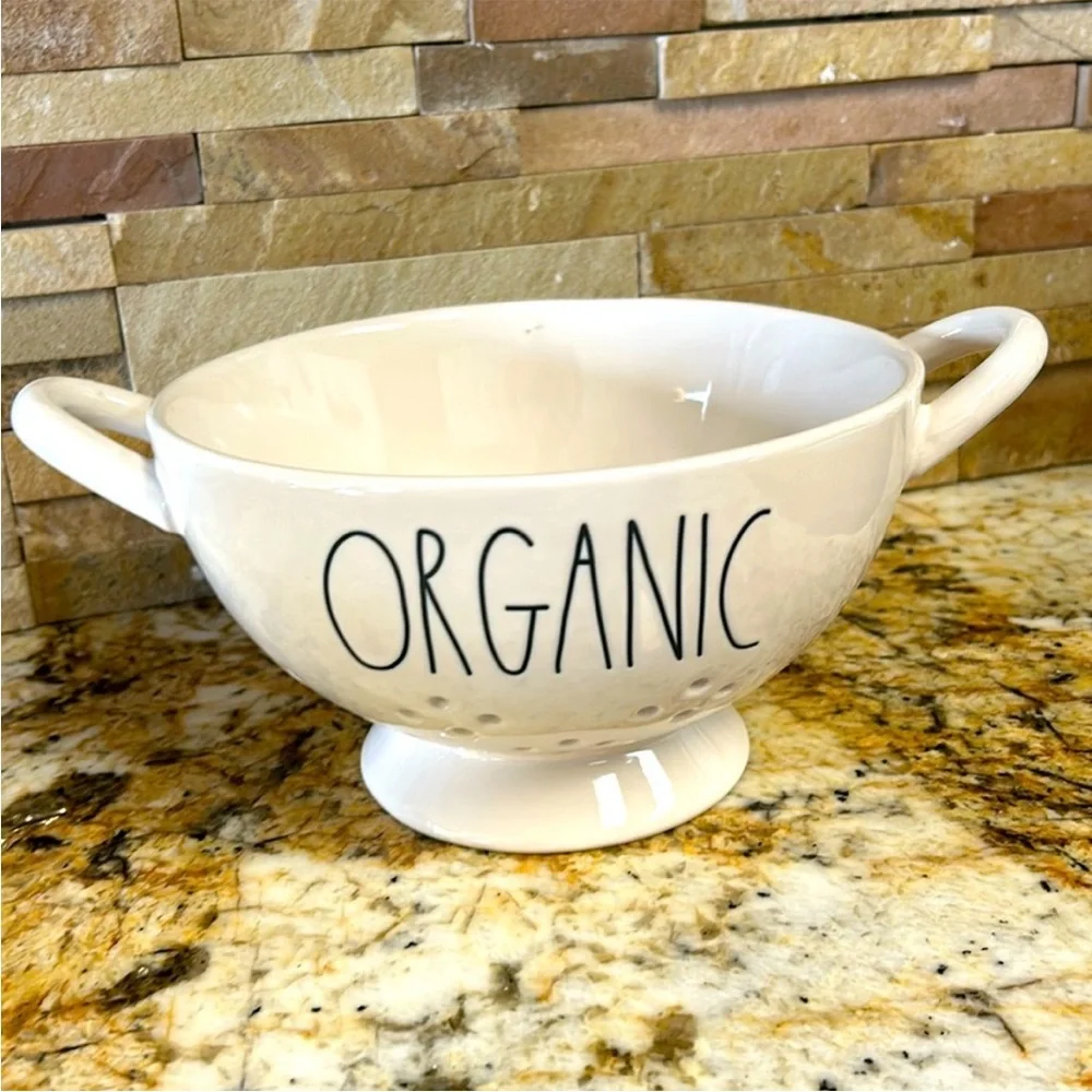 Rae Dunn “Organic” White Ceramic Colander with Handles - Picture 1 of 3